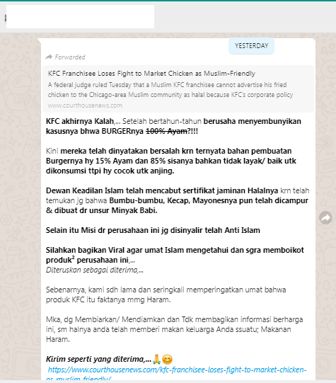 [Cek Fakta] Bahan Burger KFC 15 Persen Ayam Sisanya hanya Cocok untuk Anjing? Ini Faktanya