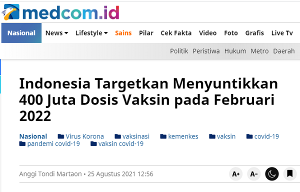 [Cek Fakta] Rezim Jokowi akan Gelar Vaksinasi Massal secara Paksa dan Mematikan Februari 2022? Ini Faktanya