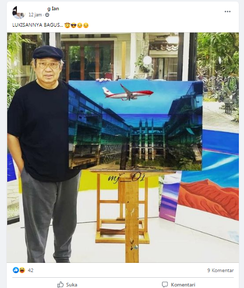 [Cek Fakta] SBY Lukis Pesawat Merah Putih Melintasi Gedung Mangkrak? Ini Faktanya