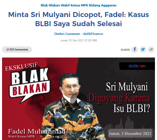 [Cek Fakta] Menkeu Sri Mulyani Larang Fadel Muhammad ke Luar Negeri? Ini Faktanya