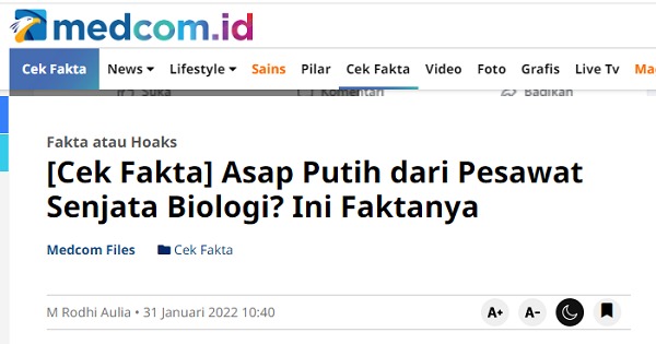 [Cek Fakta] Video Penampakan Chemtrail di Blora Bikin Sakit Mata? Ini Faktanya