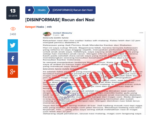 [Cek Fakta] Nasi yang Dihangatkan lebih dari 12 Jam di <i>Magic Com</i> Berubah jadi Racun? Ini Faktanya