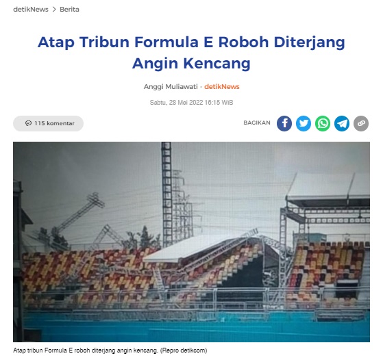 [Cek Fakta] Novel Bamukmin Sebut Tribun Formula E Roboh Peringatan dari Allah Sponsornya Bir? Ini Faktanya