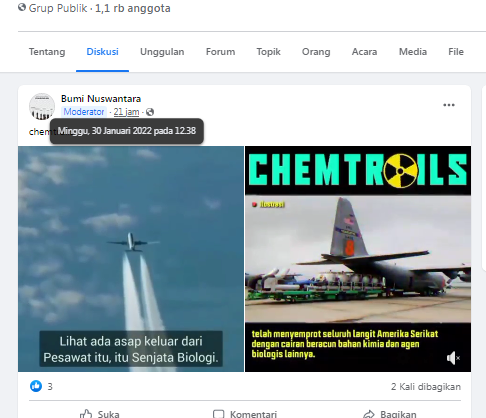 [Cek Fakta] Asap Putih dari Pesawat Senjata Biologi? Ini Faktanya