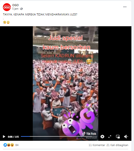[Cek Fakta] Beredar Video Sekelompok Orang Beserban dan Wanita Bercadar Main Judi? Ini Faktanya