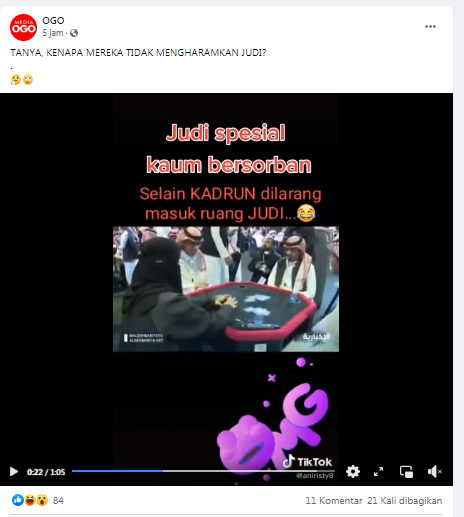 [Cek Fakta] Beredar Video Sekelompok Orang Beserban dan Wanita Bercadar Main Judi? Ini Faktanya