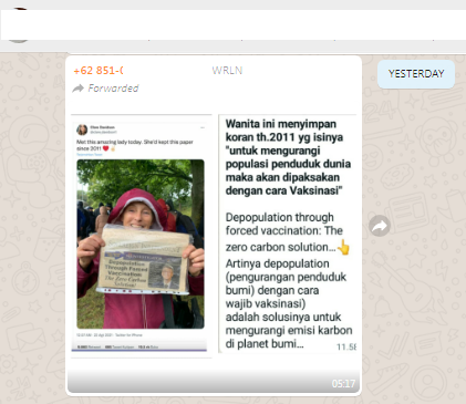 [Cek Fakta] Foto Koran 2011 soal Depopulasi lewat Vaksinasi? Ini Faktanya