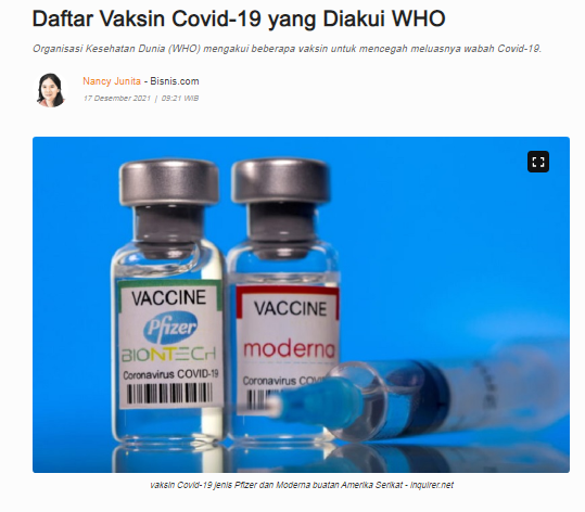 [Cek Fakta] Vaksin Covid-19 Berbahaya dan tidak Aman Digunakan Manusia? Ini Faktanya