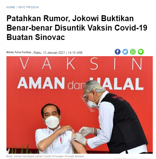 [Cek Fakta] Informasi A1 Jokowi Disuntik Garam bukan Vaksin? Simak Faktanya