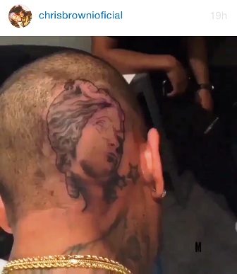 Chris Brown Lukis Tato di Kepala