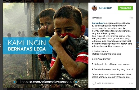 Peduli Korban Asap, Dian Sastro Galang Dana via Online
