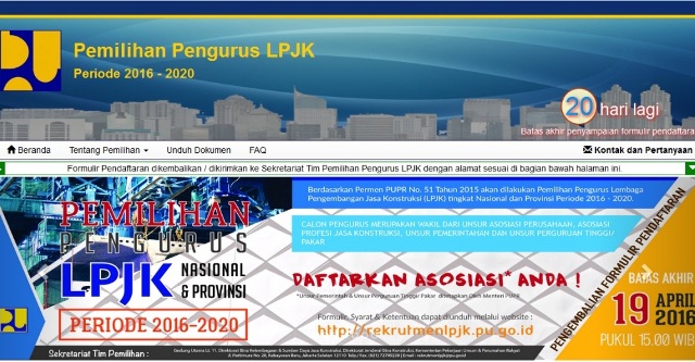 LPJK Rekrut Pengurus Periode 2016-2020