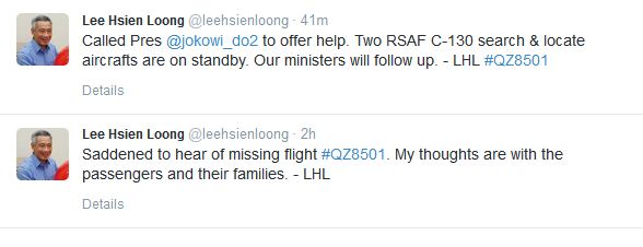 PM Singapura ke Jokowi di Twitter: 2 RSAF C-130 Sudah <i>Standby</i>! 