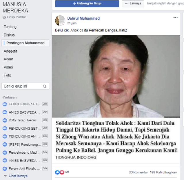 [Cek Fakta] Solidaritas Tionghoa Minta Ahok Tinggalkan Jakarta karena Merusak Kerukunan? Ini Faktanya