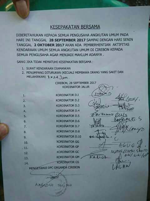 Angkot Cirebon Kompak Mogok Empat Hari
