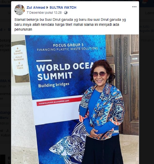 [Cek Fakta] Susi Pudjiastuti Jadi Dirut Garuda
