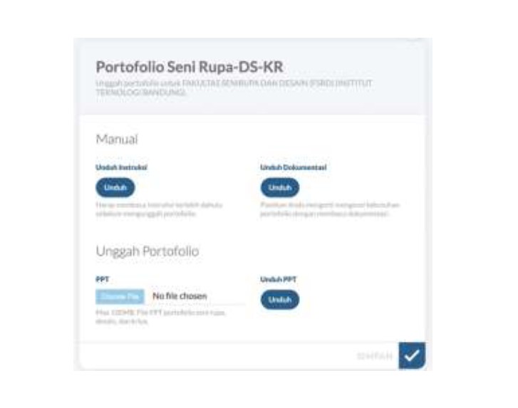 Tampilan pengisian porotofolio dok.LTMPT