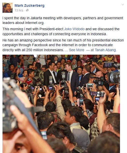 Mark Zuckerberg dan Jokowi Sama-Sama Pamer Foto Blusukan di Tanah Abang