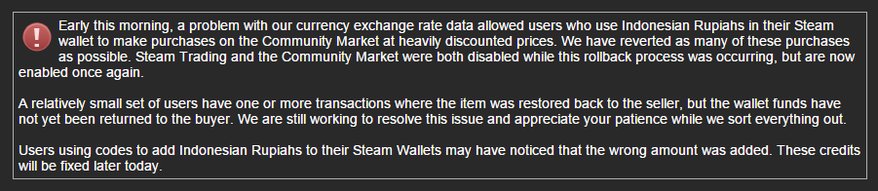 Bug Nilai Tukar Rupiah Membuat Steam Community Market Menjadi Kacau 