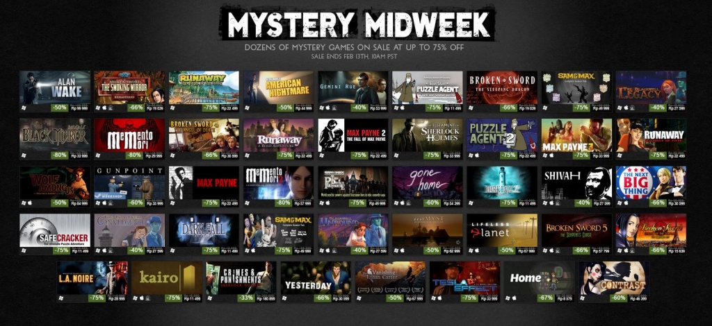 Steam Obral Game Misteri dengan Diskon Hingga 75%  