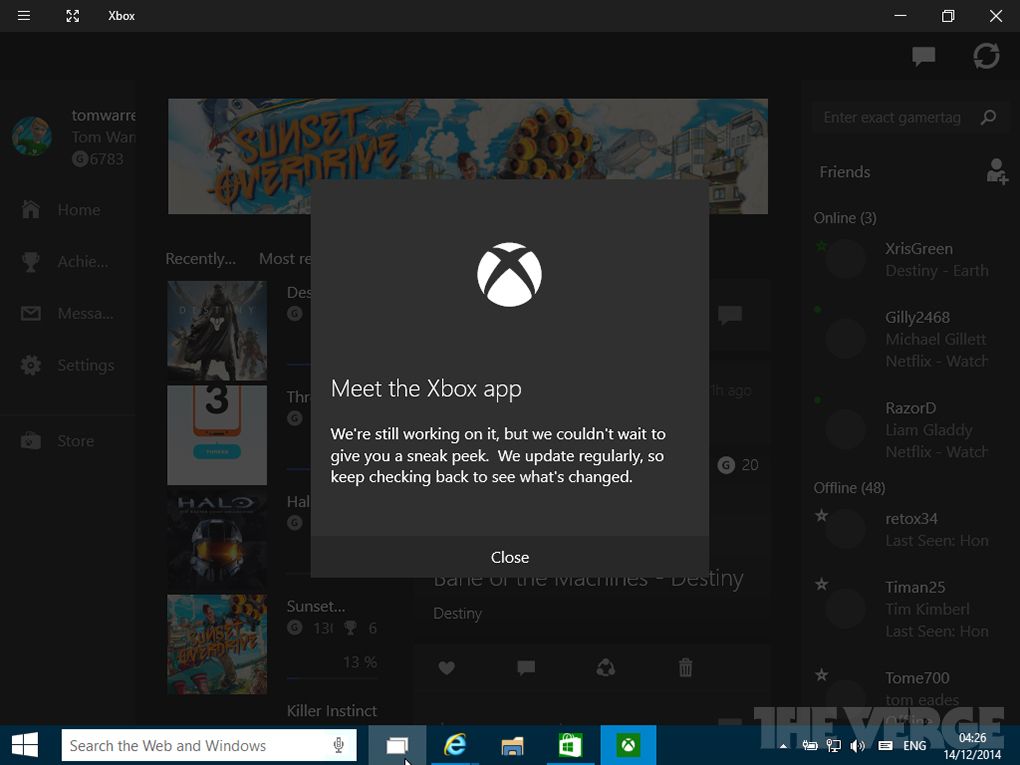 xbox app windows 10