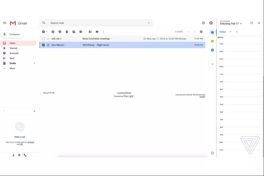 Desain Baru Gmail Tampilkan Kalender di Samping Email
