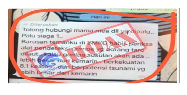 Hoaks di Seputar Gempa Palu