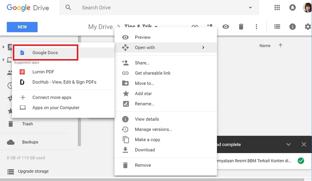 Cara mengedit dokumen di google drive