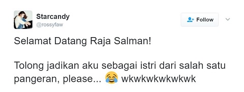 Begini Sambutan Netizen untuk Raja Salman