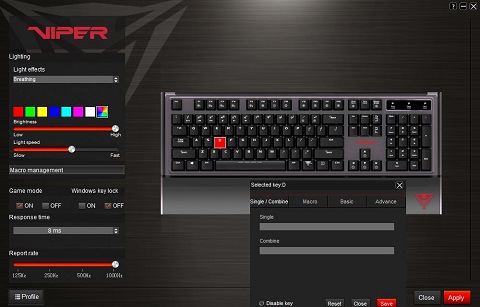 Viper V760, Keyboard Gaming Perdana Patriot