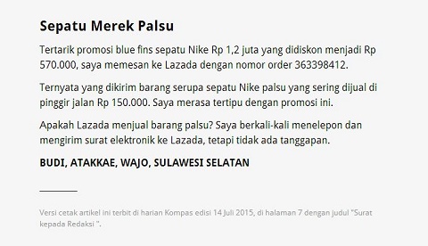 Pesan Sepatu Nike, Lazada Kirim Kualitas KW