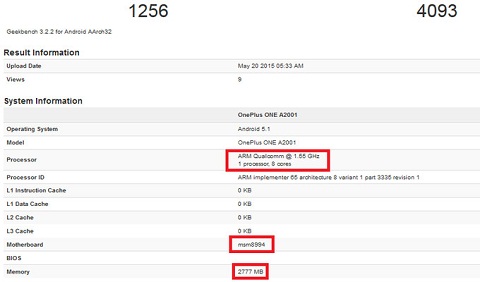 Performa OnePlus Two Muncul di GeekBench