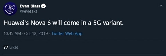 Huawei Nova 6 Bakal Punya Model 5G?