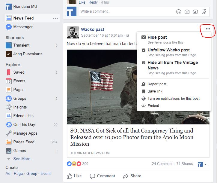 Cara Unfollow Halaman Facebook