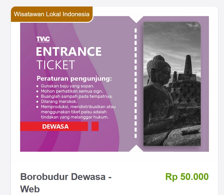 Harga tiket masuk borobudur 2022