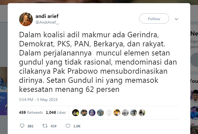 Koalisi Prabowo Disebut Banyak Diisi 'Setan Gundul'