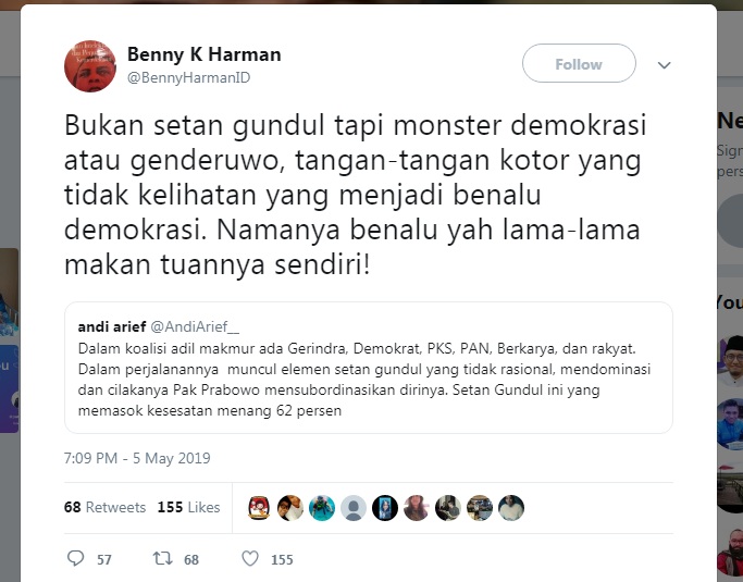 Koalisi Prabowo Disebut Banyak Diisi 'Setan Gundul'