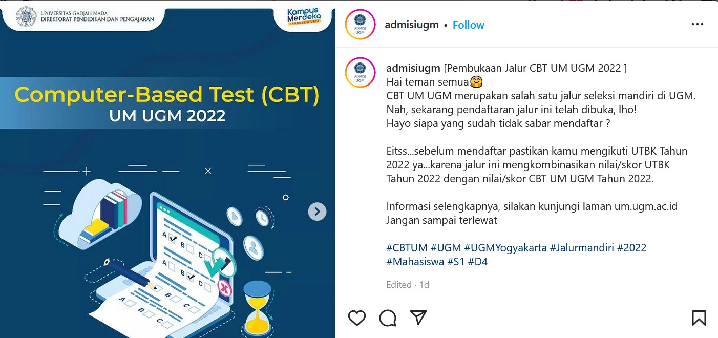 Ujian Mandiri UGM 2022 @admisiugm