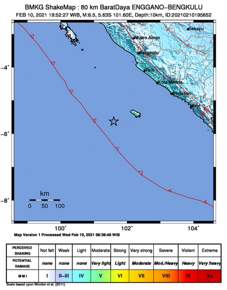 Gempa 6,5 Magnitudo Guncang Pulau Enggano Bengkulu