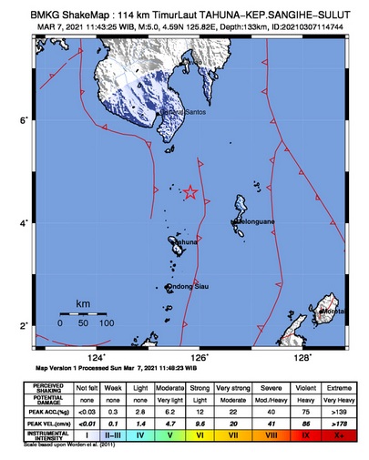 Tahuna Sulut Diguncang Gempa 5 Magnitudo