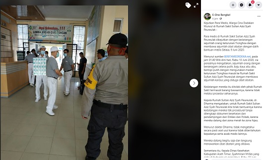 [Cek Fakta] Puluhan Warga Tiongkok Mendatangi RSUD Syah Peureulak Aceh? Ini Faktanya
