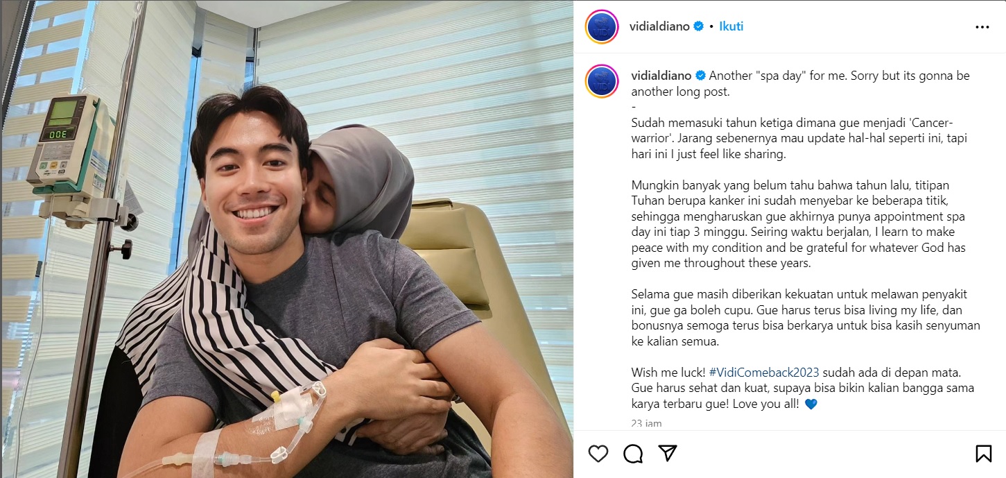 Sel Kanker Sudah Menyebar, Vidi Aldiano Tulis Pesan Menyentuh