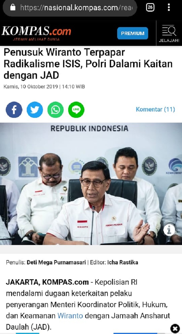 Penusuk Wiranto Pendukung Prabowo? Ini Faktanya