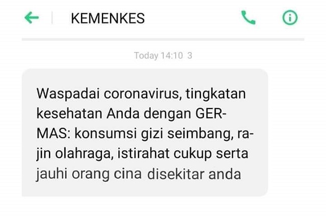 [Cek Fakta] Kemenkes Imbau Jauhi Warga Tiongkok Agar Terhindar dari Virus Korona? Ini Faktanya
