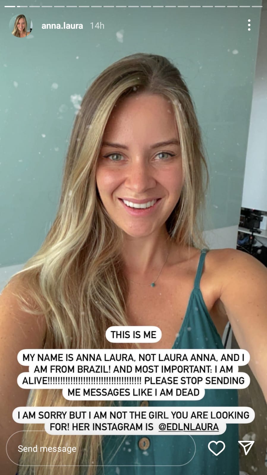 Anna Laura asal Brasil menjelaskan dirinya bukan Laura Anna. Instagram @anna.laura