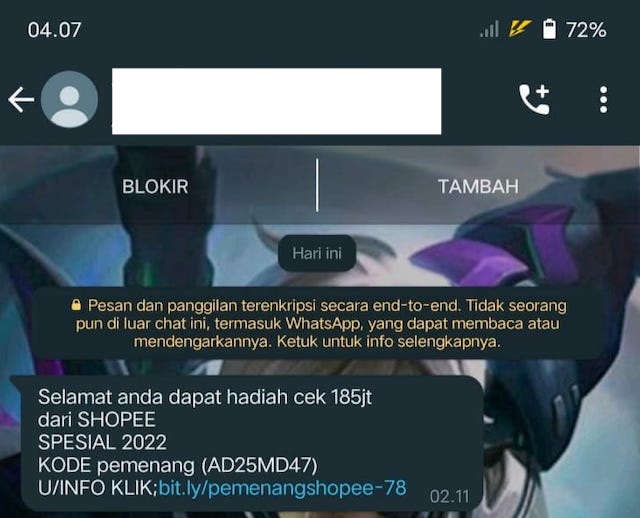 [Cek Fakta] Terima SMS Shopee Bagikan Hadiah Rp185 juta? Cek Dulu Faktanya