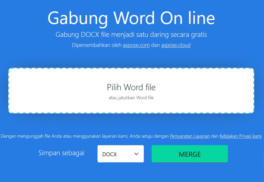 Klik pilih word file untuk mengunggah file