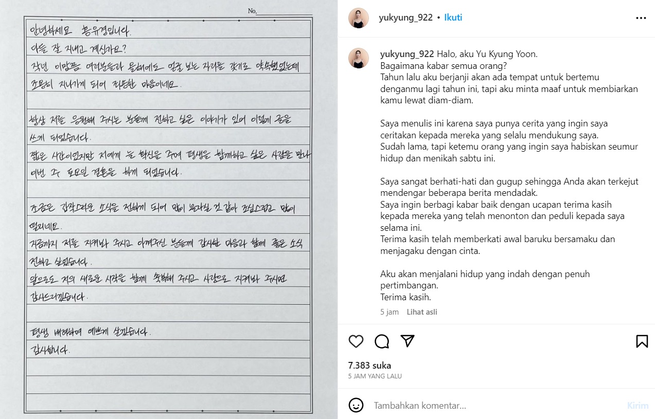 Yoo Kyung Eks Member Apink Umumkan Segera Menikah