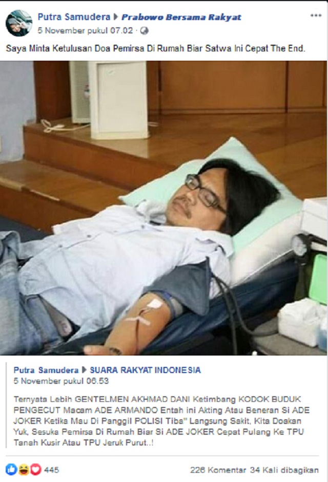 Ade Armando Akting Sakit untuk Menghindari Panggilan Polisi? Ini Faktanya
