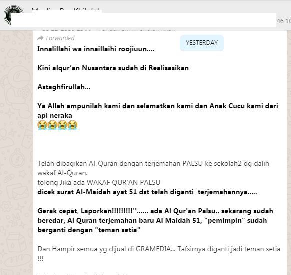 [Cek Fakta] Benarkah Alquran Nusantara Berisi Terjemahan Palsu sudah Direalisasikan? Ini Faktanya